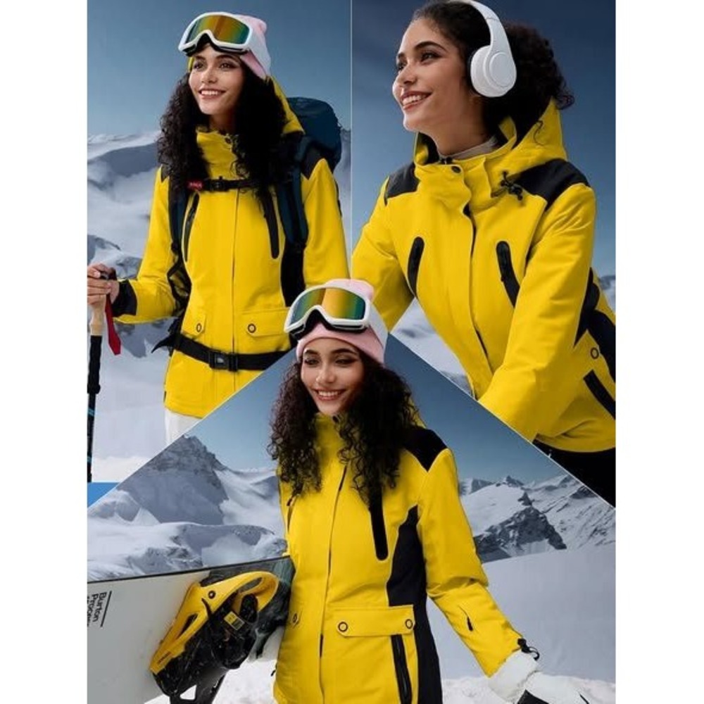 Free Soldier Yellow Black Ski Snowboard Jacket Hooded Waterproof Insulated 14/16 - Picture 4 of 4